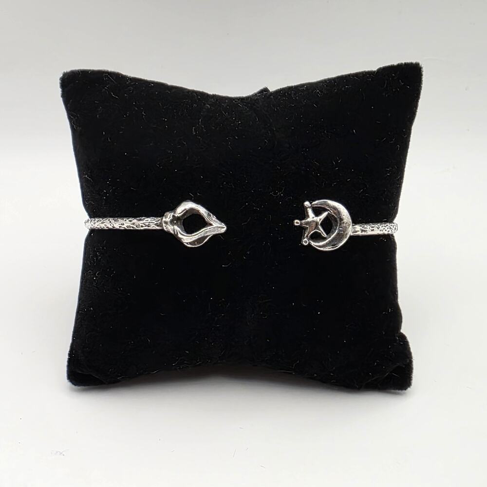 SHERA Sterling Silver Oxidized Textured Bypass Cuff 925 Bracelet Adjustable